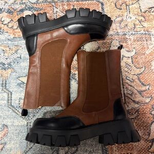 Chase + Chloe Black Chunky Sole Boots